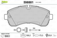 Valeo 598881 Bremsbelagsatz, Scheibenbremse Vorne FüR MERCEDES-BENZ VW
