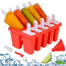 Silicone Popsicle Molds 10-cavity, DIY Ice Pop Mold for Medium, Red-10 cavity