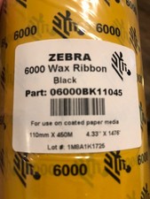 ZEBRA black ink wax ribbons 11mmX450M, 4.33  X1476  6000 wax ribbon 06000BK11045