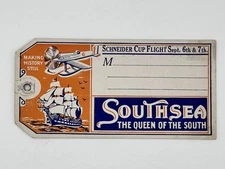 VINTAGE 1920’s SOUTH SEA LUGGAGE TAG SCHNEIDER CUP FLIGHT ULTRA RARE