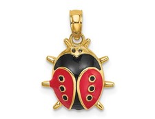 14K Yellow Gold Ladybug Charm Pendant with Enamel NO CHAIN
