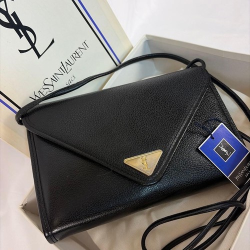 YVES SAINT LAURENT Shoulder bag Black Silk Authentic From Japan