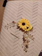 Sunflower Wedding Hair Piece Includes Two Matching Bobby Pins 