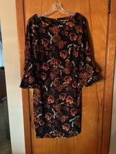Karl Lagerfeld Paris Black Burgundy Floral Dress Size 8