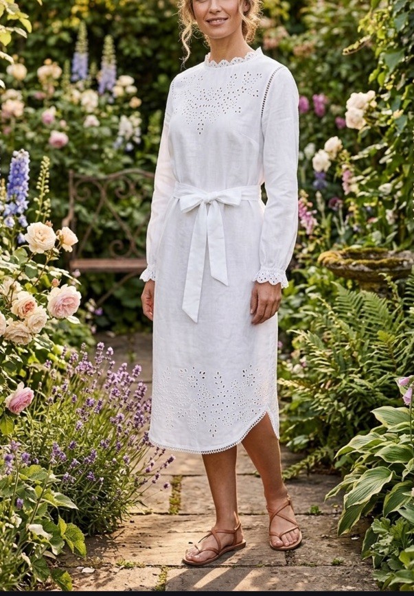 Zimmermann white linen cotton broderie Anglaise embroidered lace dress 10