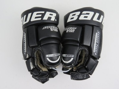 Vintage Leather Black White Bauer Supreme 5000 Gel Series Hockey Gloves Size 14''