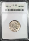 1934 Buffalo Nickel 5C - Old ANACS Soapbox MS64 - Ships Free!