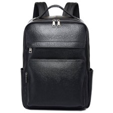 Black Genuine Leather Backpack for Men 15.6" Laptop Backpack, Luxury Execut...