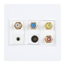 ｀Multimedia Wall Plate 3.5mm F Type TV9.5 3 AV Wall Panel For TV Set Top New