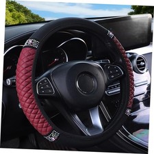 Microfiber Leather Steering Wheel Cover with Anti-Slip Lining Wine red