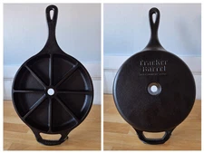 Restored Cracker Barrel Lodge Cast Iron Skillet 8 Wedge Cornbread Pan