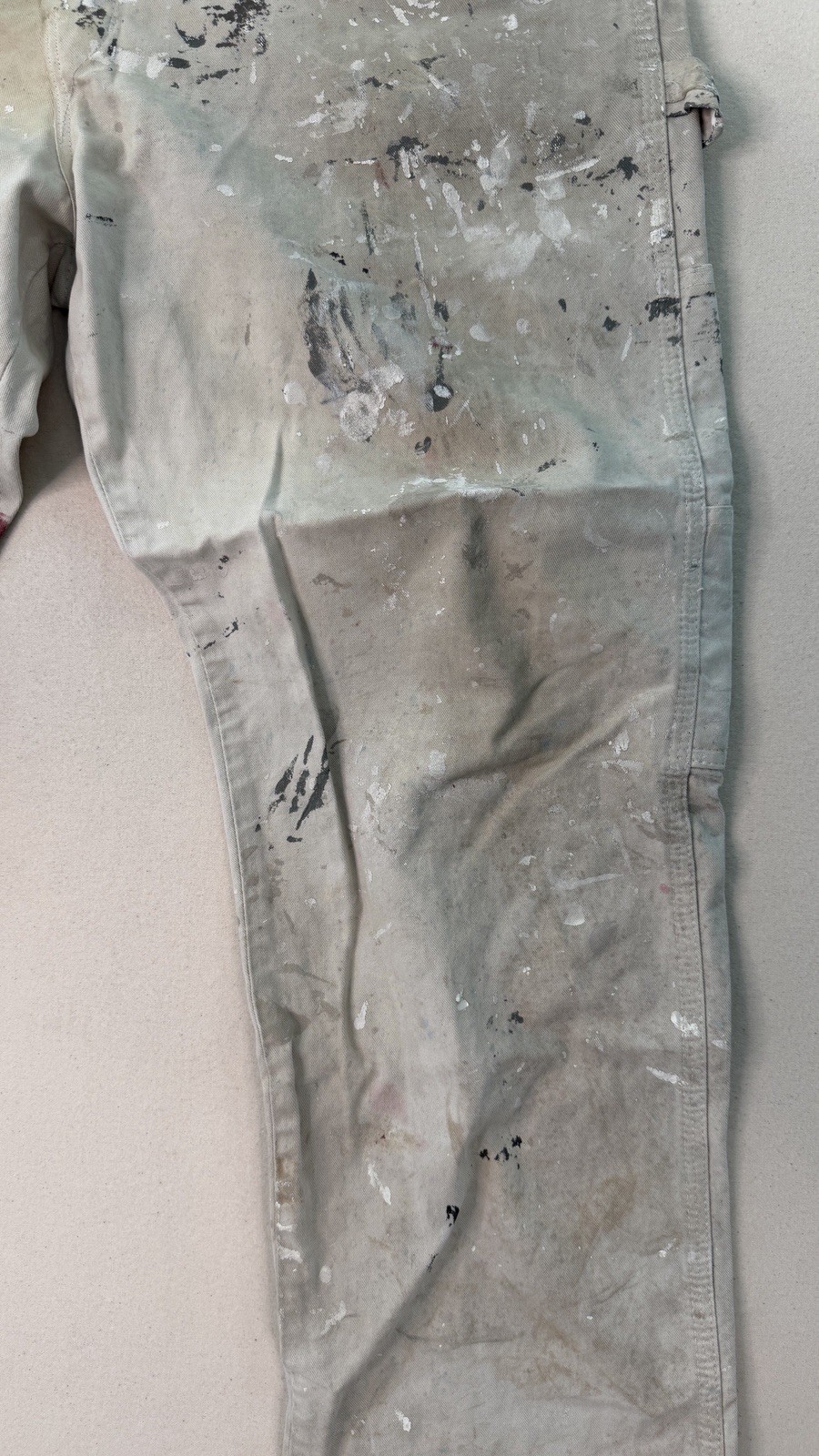Vintage Paint Splatter Carpenter Jeans 36 White Distressed Workwear Pants image 4