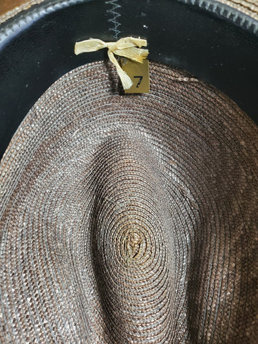 Vintage Genuine Milan Straw Fedora Hat Size 7 Made In Italy - Picture 6 of 7