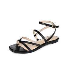 Journee Collection Womens 9 M Black Serissa Strappy Flat Sandals NIB MH0