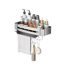 Stainless Steel Shower Caddy Wall Mounted Rectangular Bathroom Storage Organizer