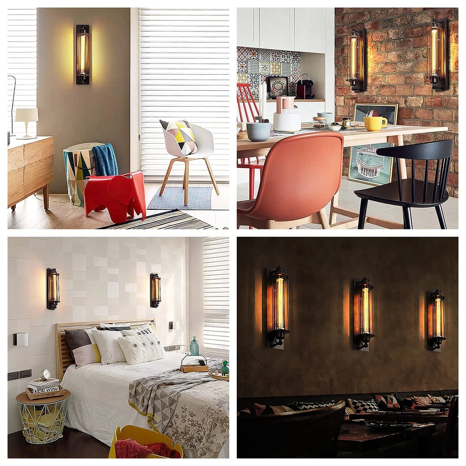 Luminária de parede rústica, luzes de arandela de parede internas industriais vintage, forjada retrô... - Imagem 4 de 4