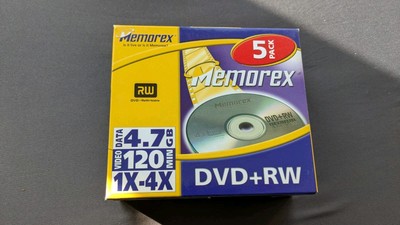 DVD-RW Rohlinge wiederbeschreibbar von Memorex 4,7 GByte 5 Stück