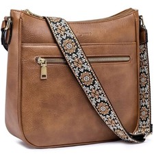 Crossbody Bags for Women Leather Purses: Vegan Cross Body Bag with A01-brown