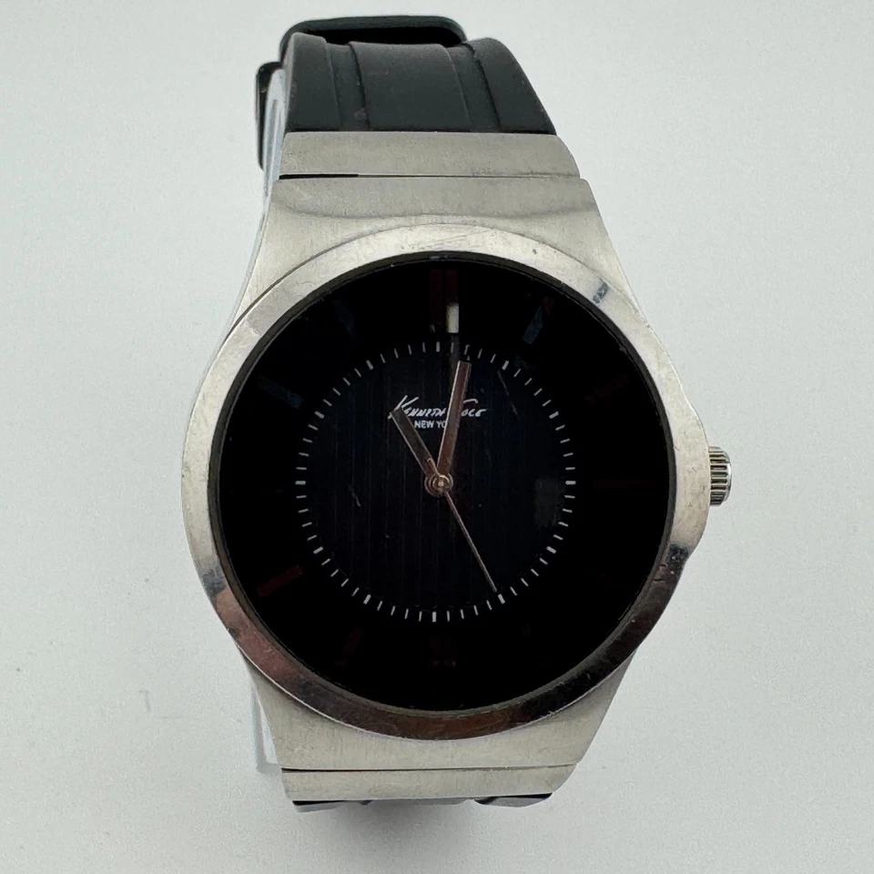 Kenneth Cole Reloj Cuarzo KC1472 Hombre Plateado Negro Acero Japón Analógico Batería Nueva Foto 2 de 4