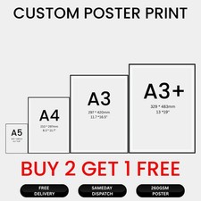 Personalised Custom Picture Poster Printing  A3 A4 A5 (Gloss Finish)