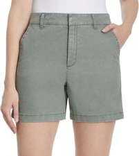 NWT Gloria Vanderbilt Women High Rise Cotton Chino Shorts, Green, Size 14