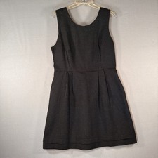 Classic Gap flocked B&W polka dot sleeveless A-line midi pockets teacher chic