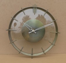 Pendule JAZ SACLIC vintage forme SOLEIL verre ancien horloge MARCHE