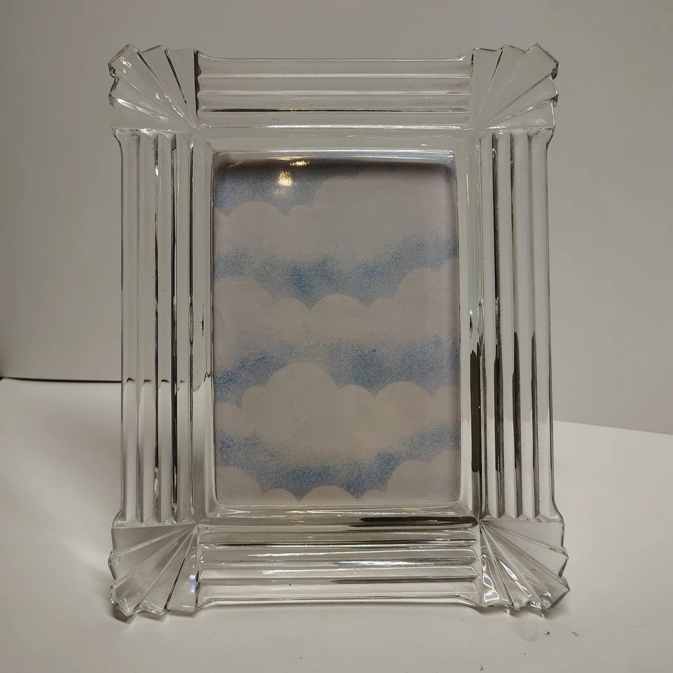 Marco de fotos de cristal 8x10 detalles elevados líneas grabadas foto 5x7 Foto 3 de 4