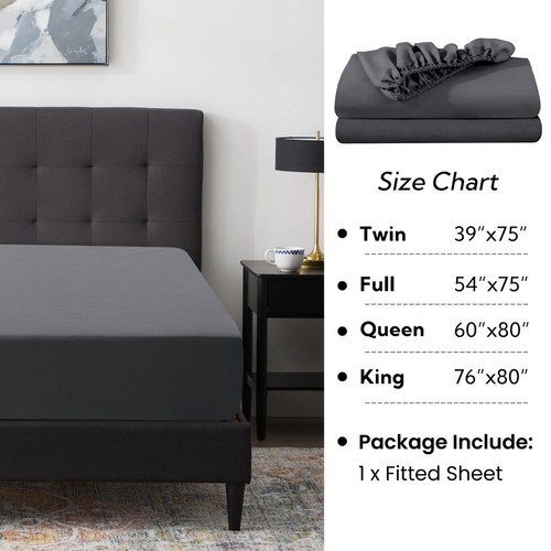 1800 Deep Pocket Fitted Sheet Queen King Fully Elastic Fitted Sheets Bed Sheets - Picture 86 of 102