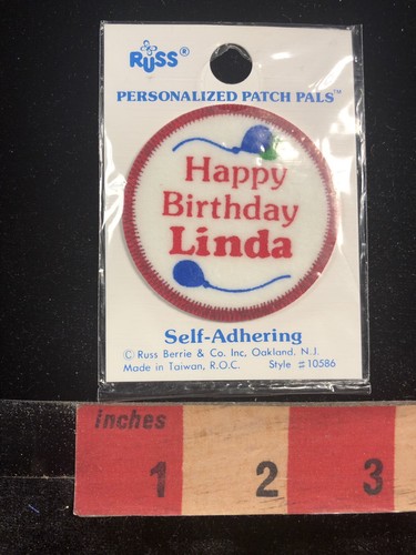 First Name LINDA Patch Happy Birthday Party Patch w/ Balloon Design Logo 95WR