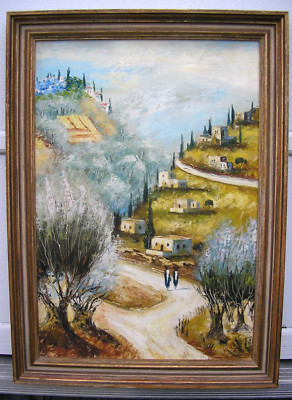 Oil Painting Art Pueblo Adobe Village Southwest Landscape Taos New Mexico Board