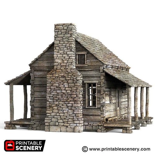 Cabina di tronchi - 15 mm 28 mm 32 mm curvatura temporale Wargaming Terrain Scatter Western D&D, DnD - Foto 5 di 10