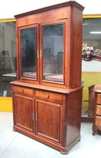 Credenza vetrina a due corpi in mogano fronte 131 cm '800