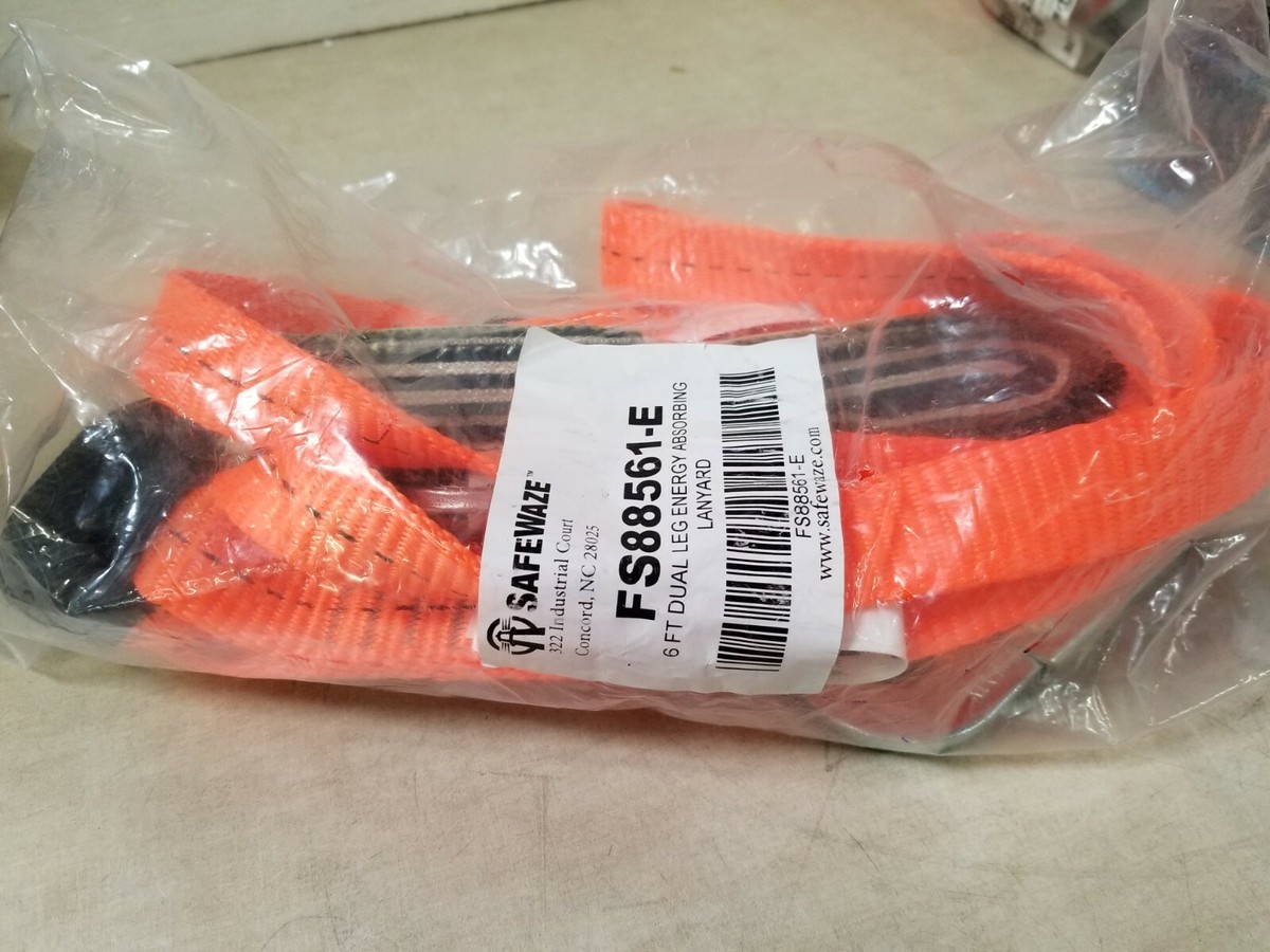 SafeWaze FS88561-E 6' Dual-Leg Energy Absorbing Lanyard w/ Double