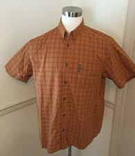 Columbia Shirt Cotton Plaid Check Men's S/S Button Pocket Large L GUC Variation