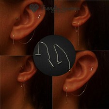 Long Threader Minimalist Earrings Ear Threads Pull Through Sterling Silver Women