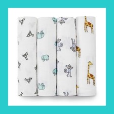 Aden  Anais Classic Muslin Swaddle Blankets - JUNGLE JAM 4 pack -BOUTIQUE BOX