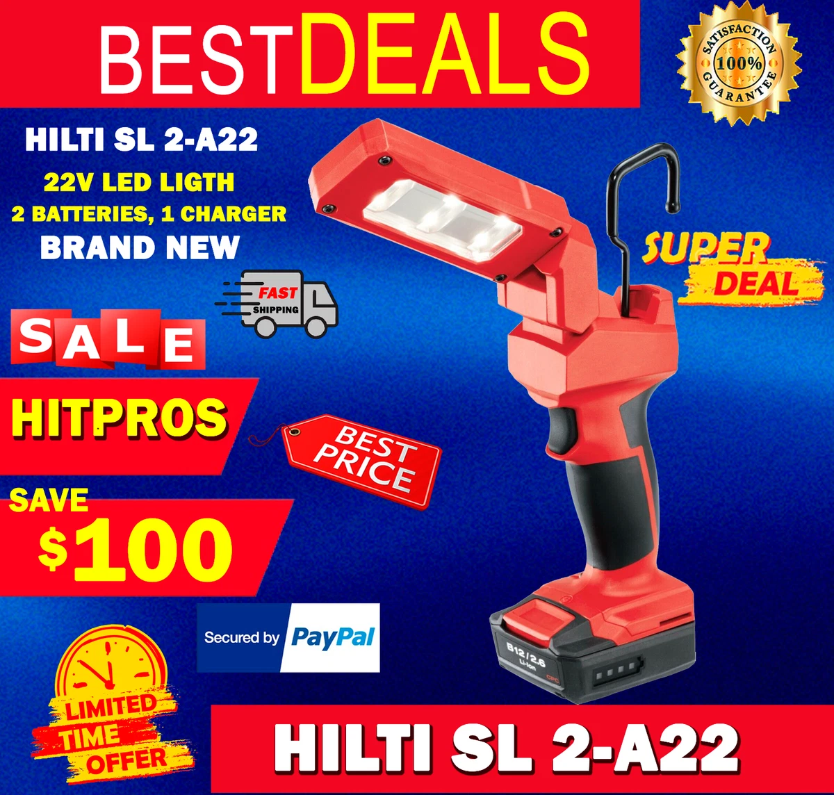 HILTI SL 2 A22 22V LED LIGHT 2 BATTERIES 1 CHARGER BRAND NEW