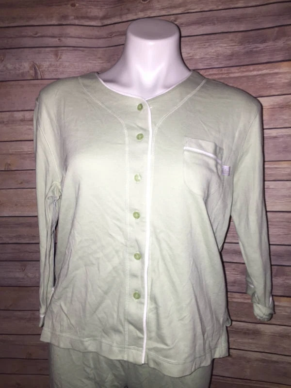 Conjunto de pijama para mujer Karen Neuburger 2 piezas manga larga pantalón talla pequeña S verde Foto 2 de 3