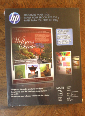HP Hewlett Packard 150 Sheets Color Laser Brochure Paper 40lb Matte 150 g Q6543A