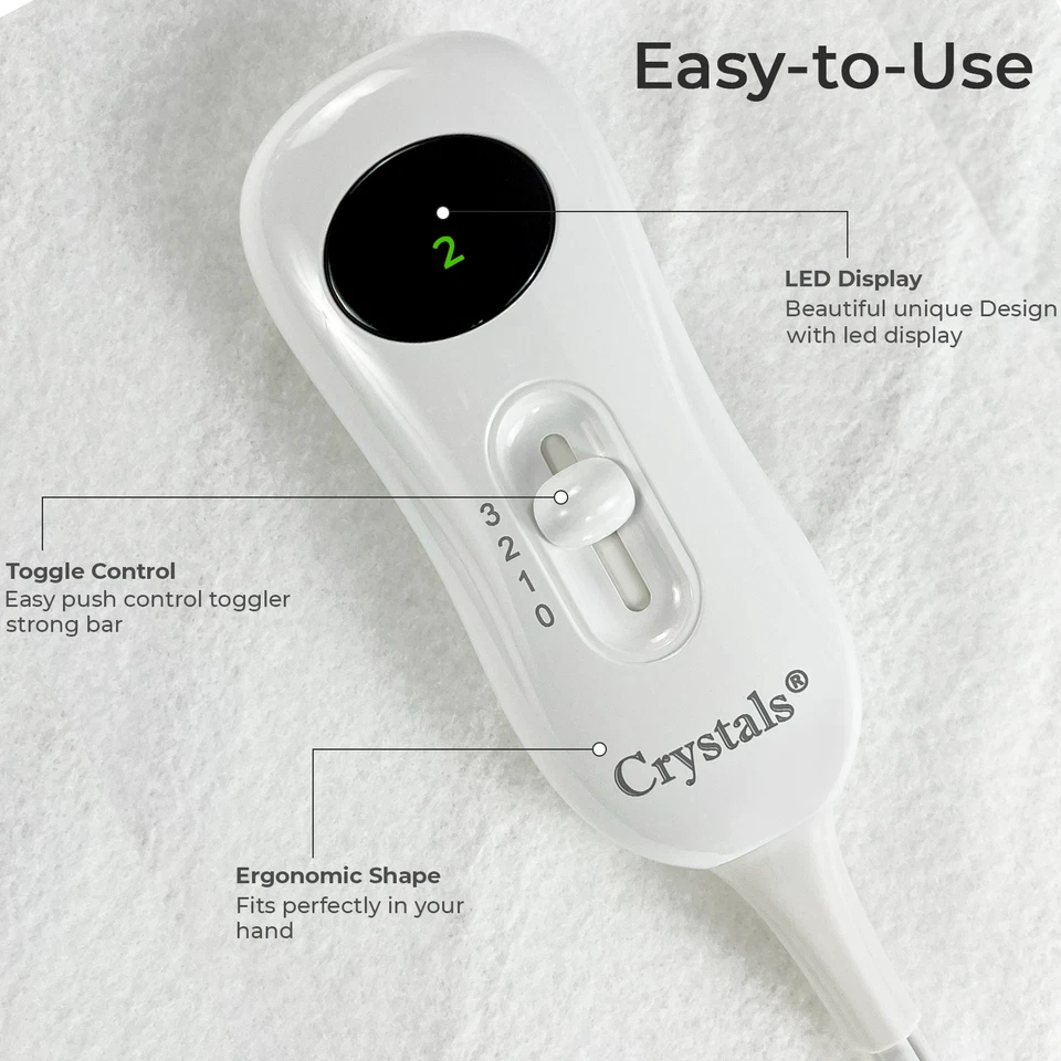 LUXURIOUS ELECTRIC HEATED SOFT FLEECE WHITE UNDER BLANKET DOUBLE - Image 3 of 4