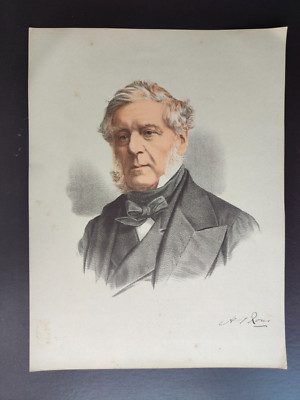 ANTIKE ORIGINAL LITHOGRAPHIE-HISTORISCHES PORTRAIT-ADMIRAL HENRY JOHN ROUS-1880CA