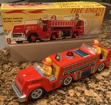 Amico Fire Engine No. 1  1 Truck Vintage Toys Tin Litho W/Box Japan 16   WORKS