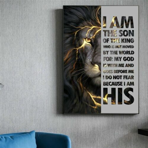 Motivational Inspirational Quote Thunder Lion Wall Art Canvas Poster Home Office - Picture 1 of 6