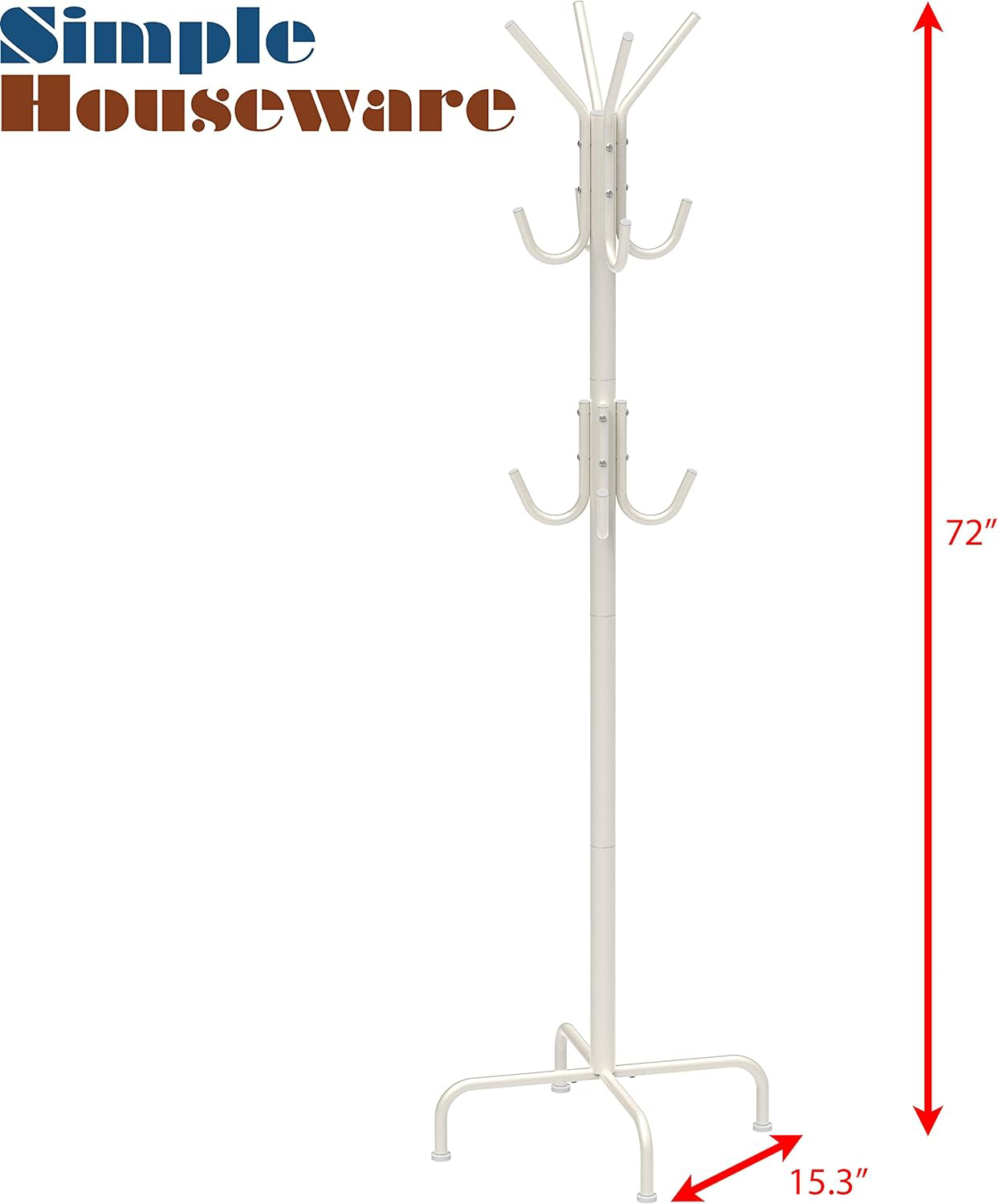 Simple Houseware Standing Coat and Hat Hanger Organizer Rack, 12 Hooks White eBay