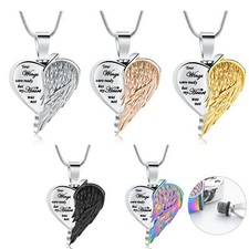 Angel Wing Cremation Necklace for Ashes Stainless Steel Urn Pendant Ashes Holder