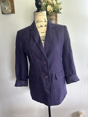 Talbots Women's Purple Blazer Irish Linen Size Petite UK