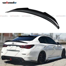 Rear Lip Trunk Spoiler Wing For 14-23 Infiniti Q50 Sedan PSM Carbon Fiber Style