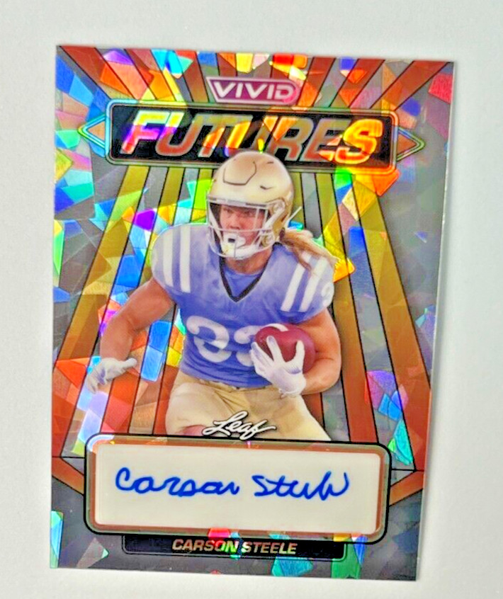 2024 Leaf Vivid Future CARSON STEELE RC Cracked Ice AUTO 4/9 Chiefs