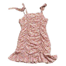 MINKPINK Women's Medium Delphine Little Darling Ditzy FloraPink Ruched Mini Dres